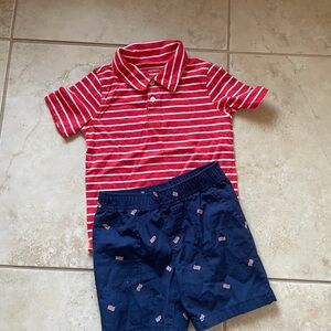 Carter's Red and White Striped Polo Shirt